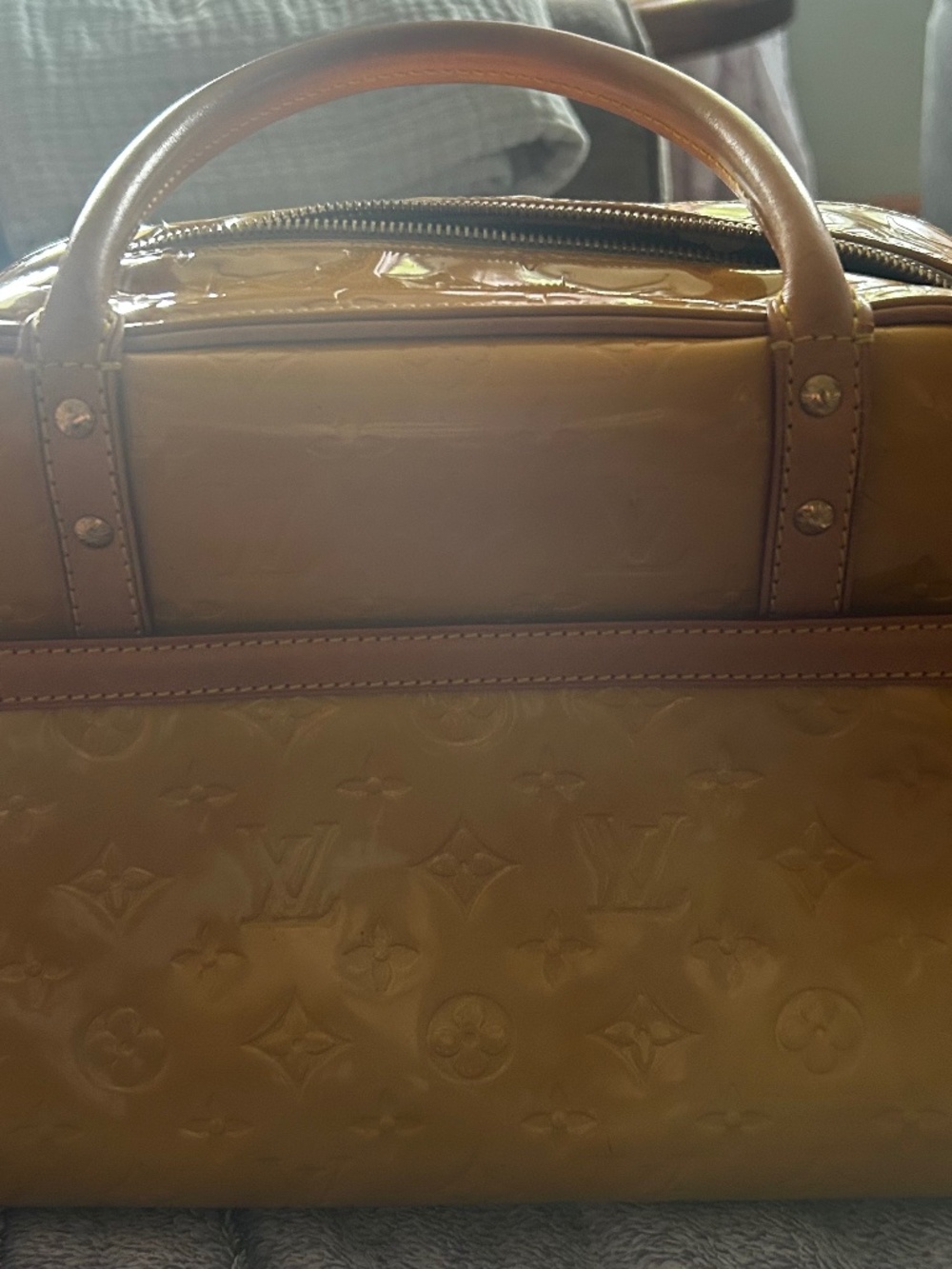 Louis Vuitton Bag Square Vernis Yellow Thompson Tote